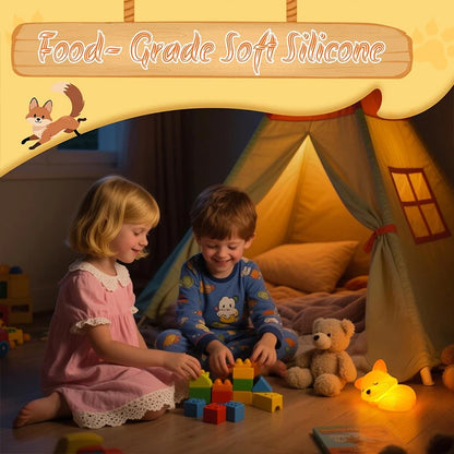 Sleepy Fox night light — food-grade soft silicone